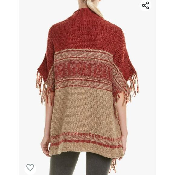Free People Labyrinth Wool Angora Blend Knit Poncho sweater Tunic XS - Picture 1 of 6